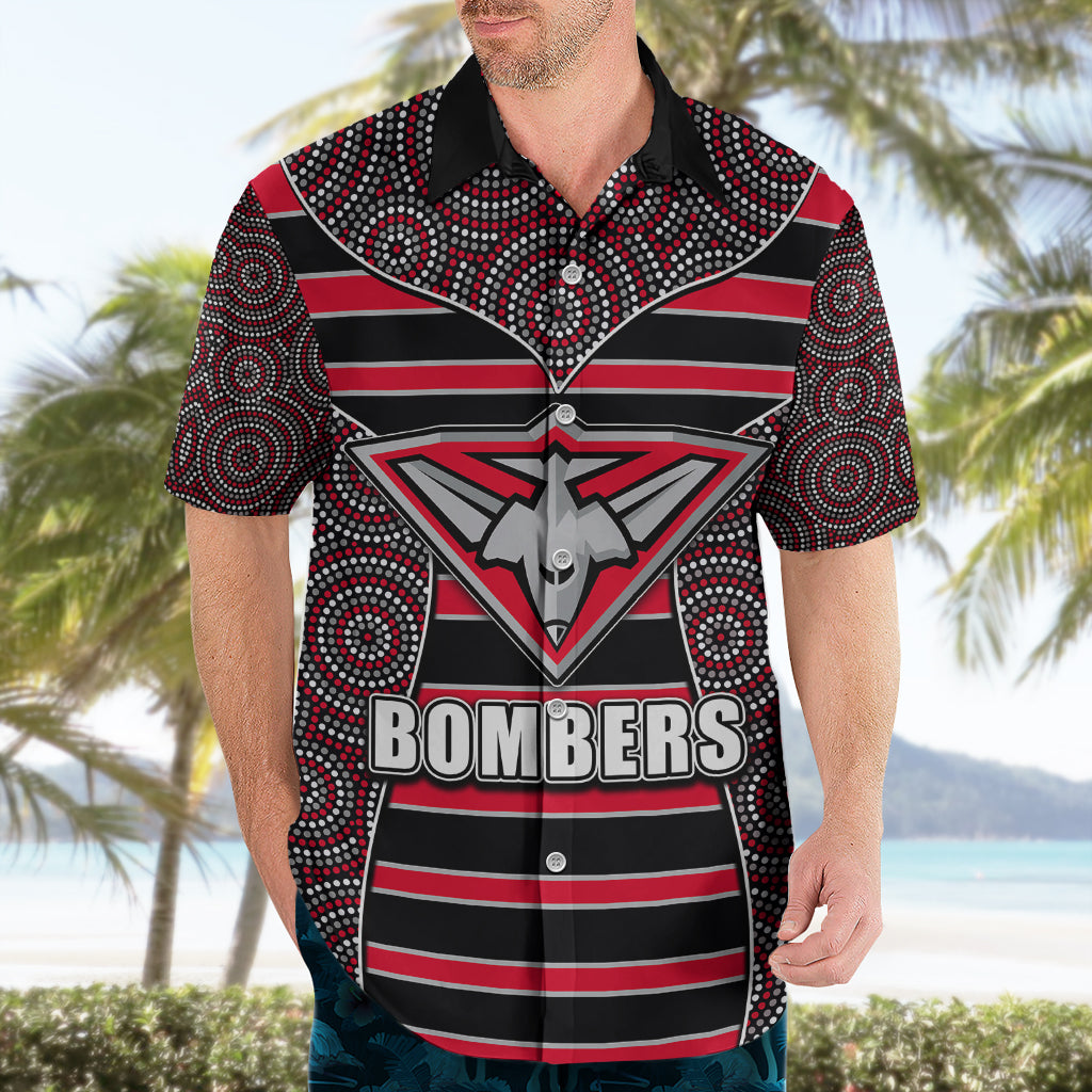 AFL - Bombers Hawaiian Shirt Mix Dot Aboriginal - Vibe Hoodie Shop