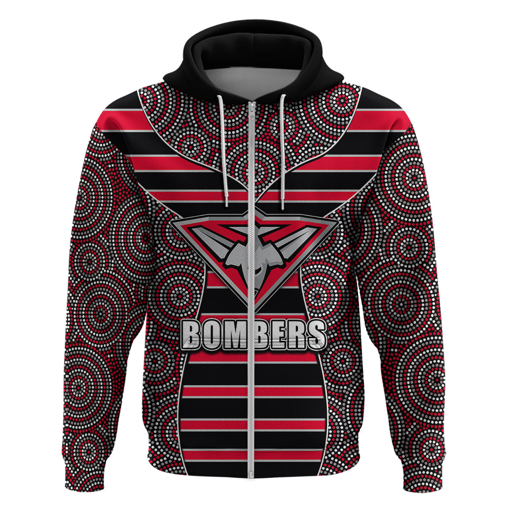 AFL - Bombers Hoodie Mix Dot Aboriginal LT6 - Vibe Hoodie Shop