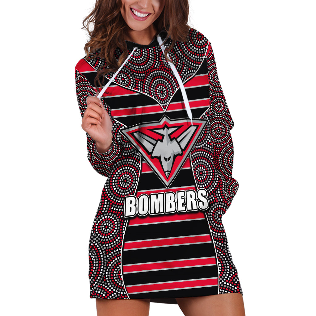 AFL - Bombers Hoodie Dress Mix Dot Aboriginal - Vibe Hoodie Shop