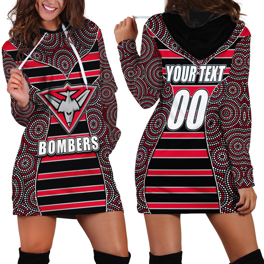 AFL - Bombers Hoodie Dress Mix Dot Aboriginal - Vibe Hoodie Shop