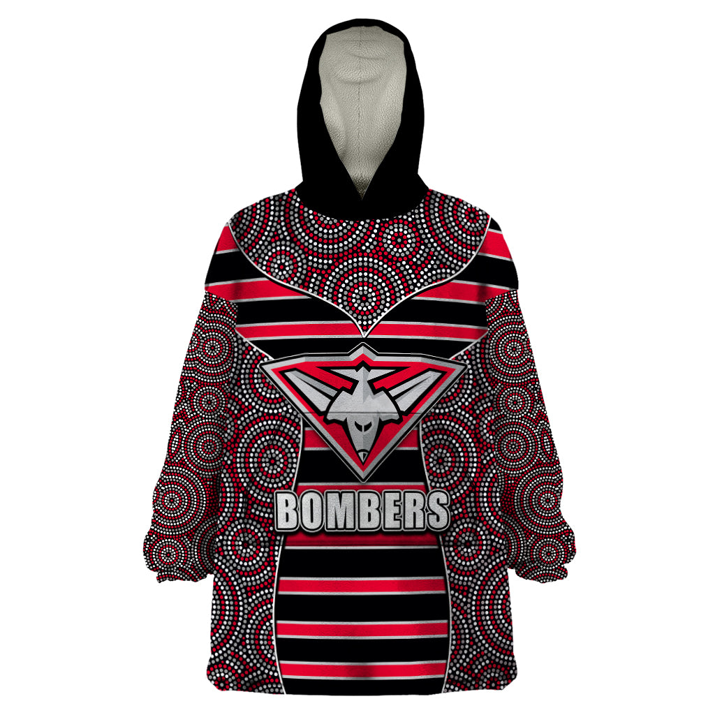 AFL - Bombers Wearable Blanket Hoodie Mix Dot Aboriginal - Vibe Hoodie Shop