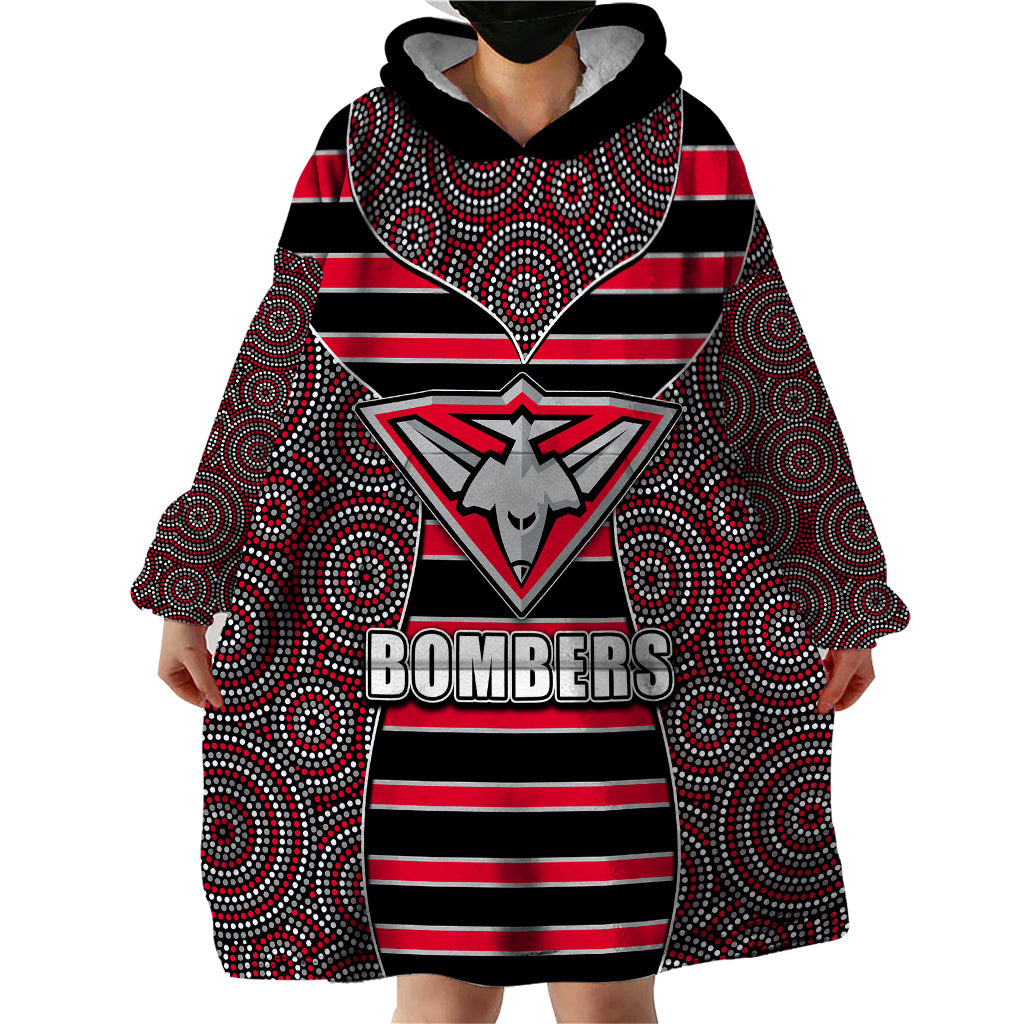 AFL - Bombers Wearable Blanket Hoodie Mix Dot Aboriginal - Vibe Hoodie Shop