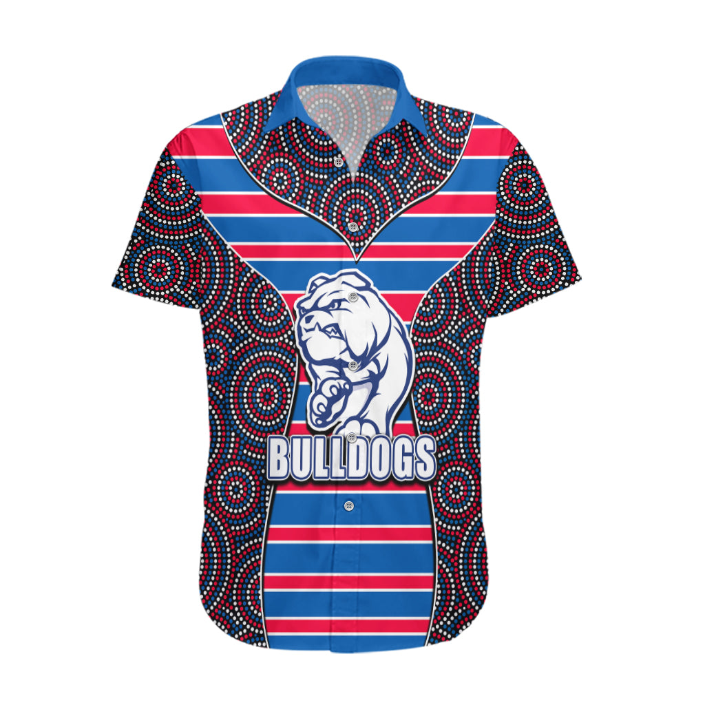 AFL - Bulldogs Hawaiian Shirt Mix Dot Aboriginal - Vibe Hoodie Shop