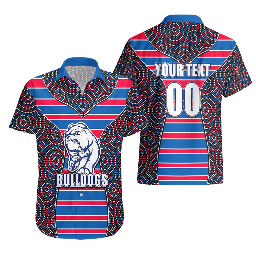 AFL - Bulldogs Hawaiian Shirt Mix Dot Aboriginal - Vibe Hoodie Shop