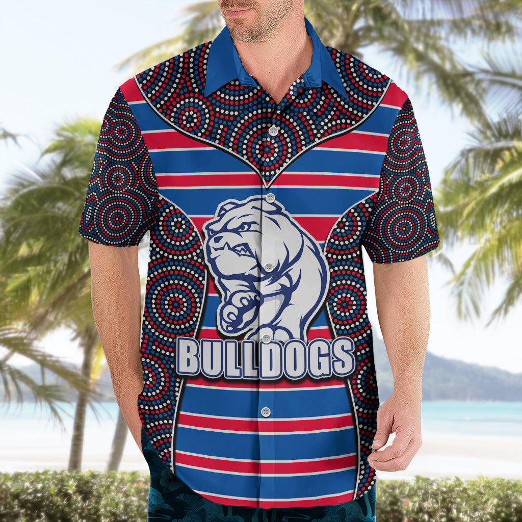AFL - Bulldogs Hawaiian Shirt Mix Dot Aboriginal - Vibe Hoodie Shop
