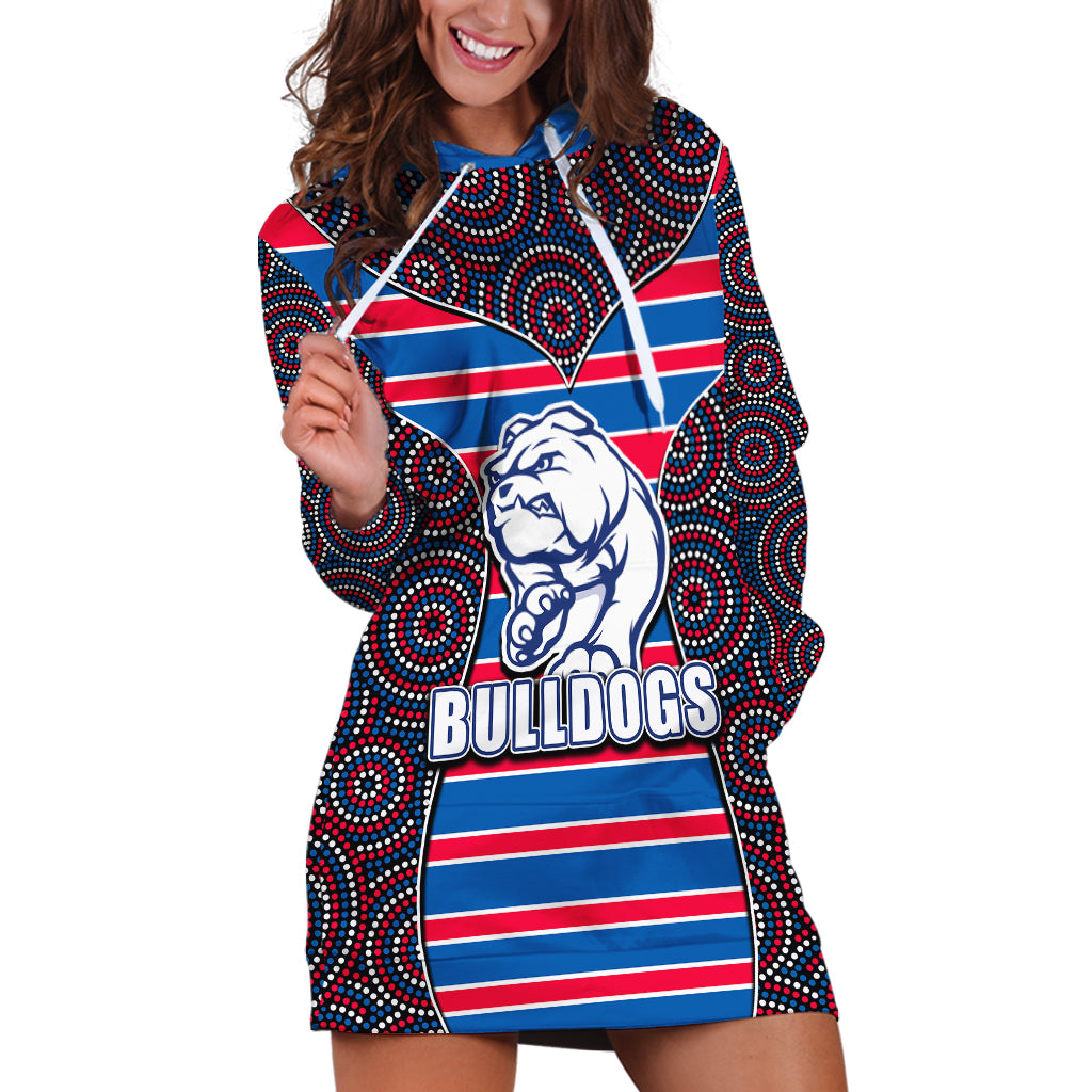 AFL - Bulldogs Hoodie Dress Mix Dot Aboriginal - Vibe Hoodie Shop