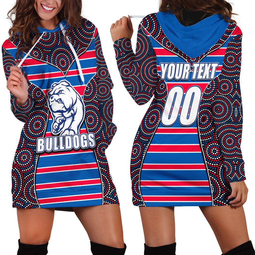 AFL - Bulldogs Hoodie Dress Mix Dot Aboriginal - Vibe Hoodie Shop