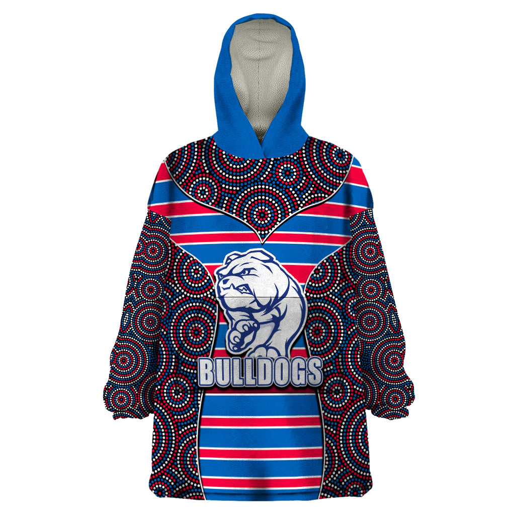 AFL - Bulldogs Wearable Blanket Hoodie Mix Dot Aboriginal - Vibe Hoodie Shop