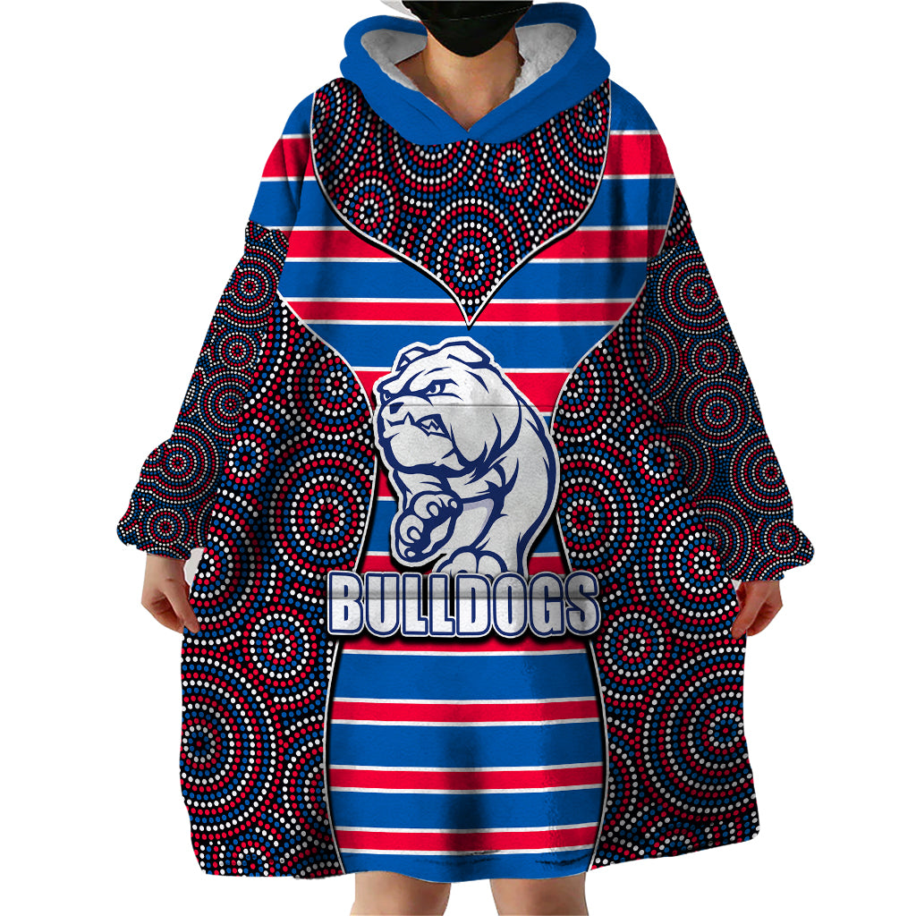 AFL - Bulldogs Wearable Blanket Hoodie Mix Dot Aboriginal - Vibe Hoodie Shop