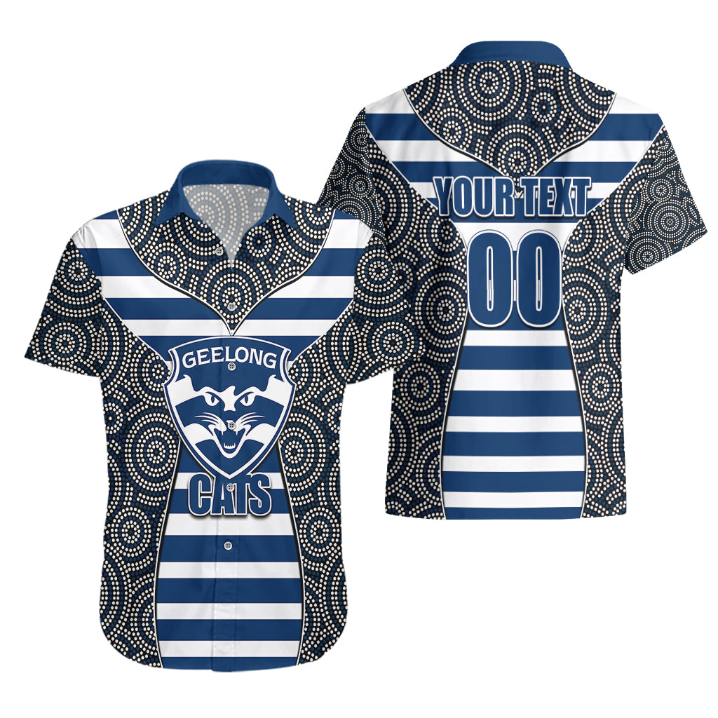 AFL - Cats Hawaiian Shirt Mix Dot Aboriginal - Vibe Hoodie Shop