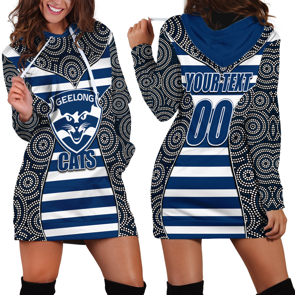 AFL - Cats Hoodie Dress Mix Dot Aboriginal - Vibe Hoodie Shop