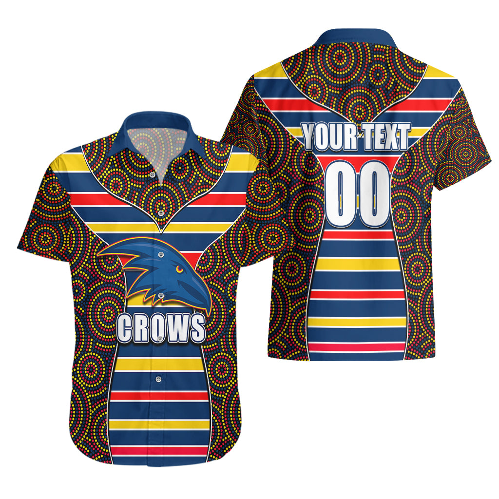 AFL - Crows Hawaiian Shirt Mix Dot Aboriginal - Vibe Hoodie Shop