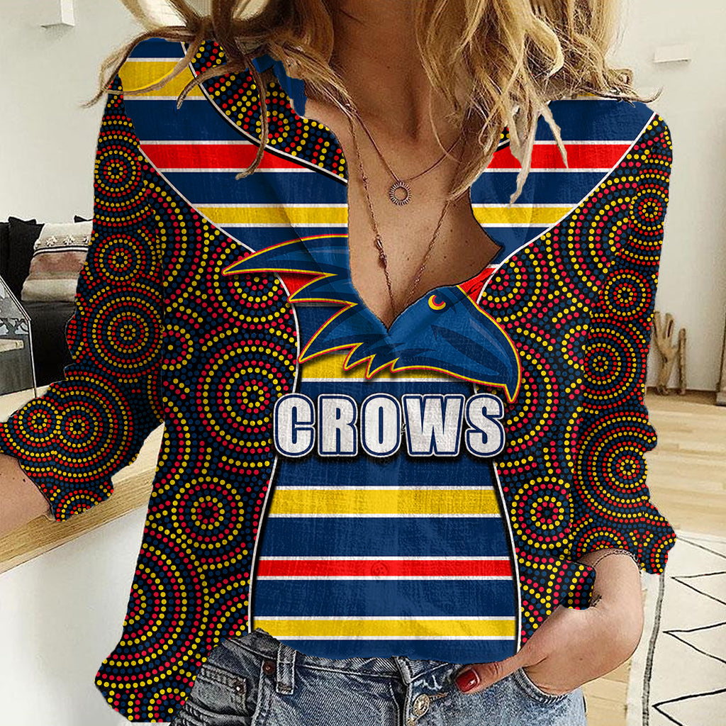 AFL - Crows Women Casual Shirt Mix Dot Aboriginal - Vibe Hoodie Shop