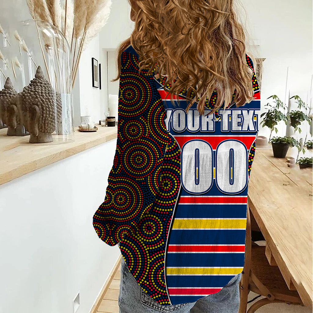 AFL - Crows Women Casual Shirt Mix Dot Aboriginal - Vibe Hoodie Shop