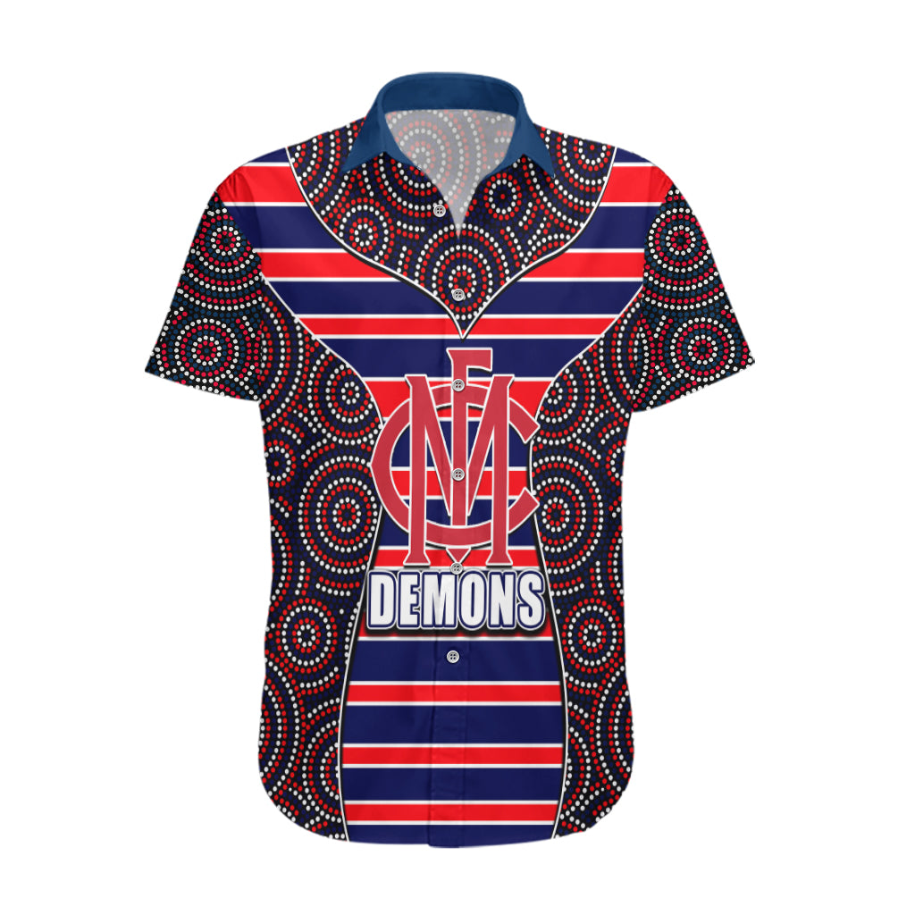 AFL - Demons Hawaiian Shirt Mix Dot Aboriginal - Vibe Hoodie Shop