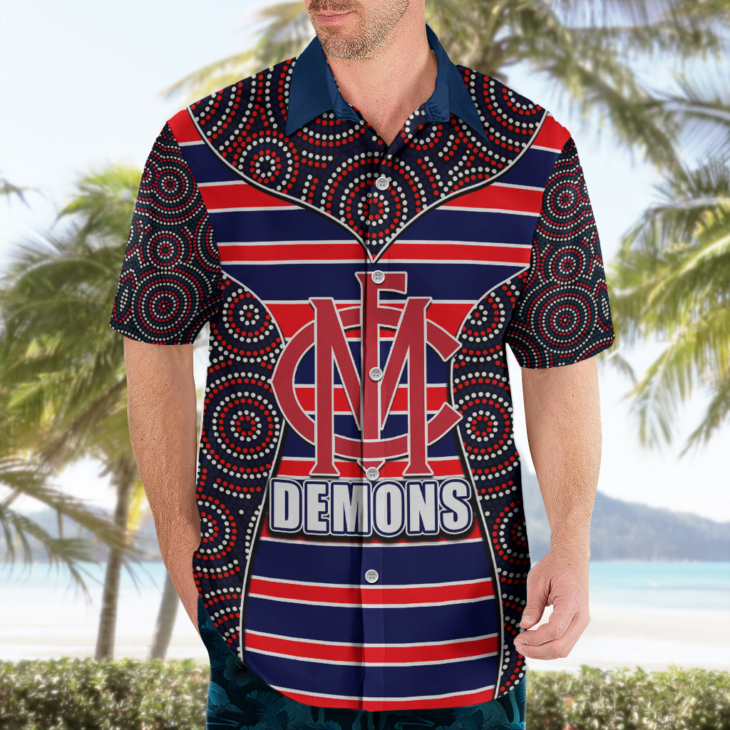 AFL - Demons Hawaiian Shirt Mix Dot Aboriginal - Vibe Hoodie Shop