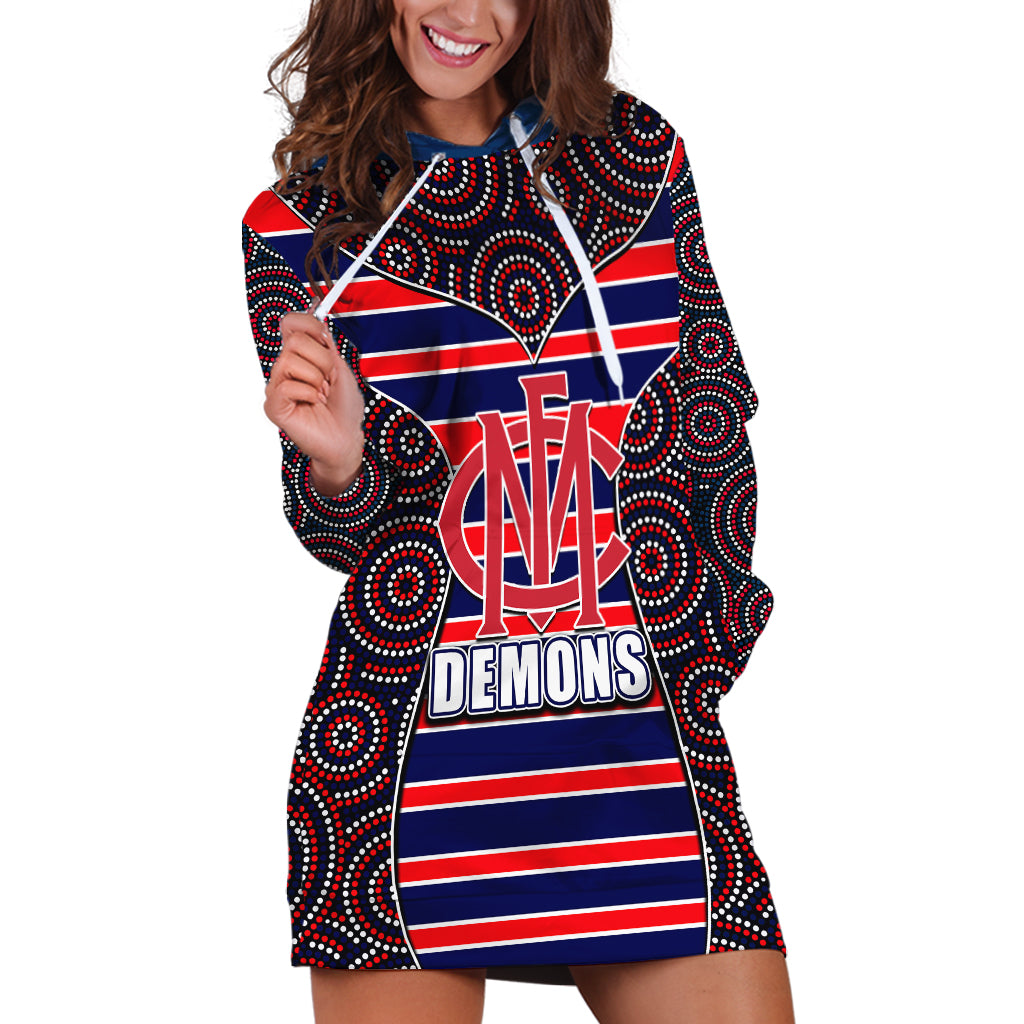 AFL - Demons Hoodie Dress Mix Dot Aboriginal - Vibe Hoodie Shop