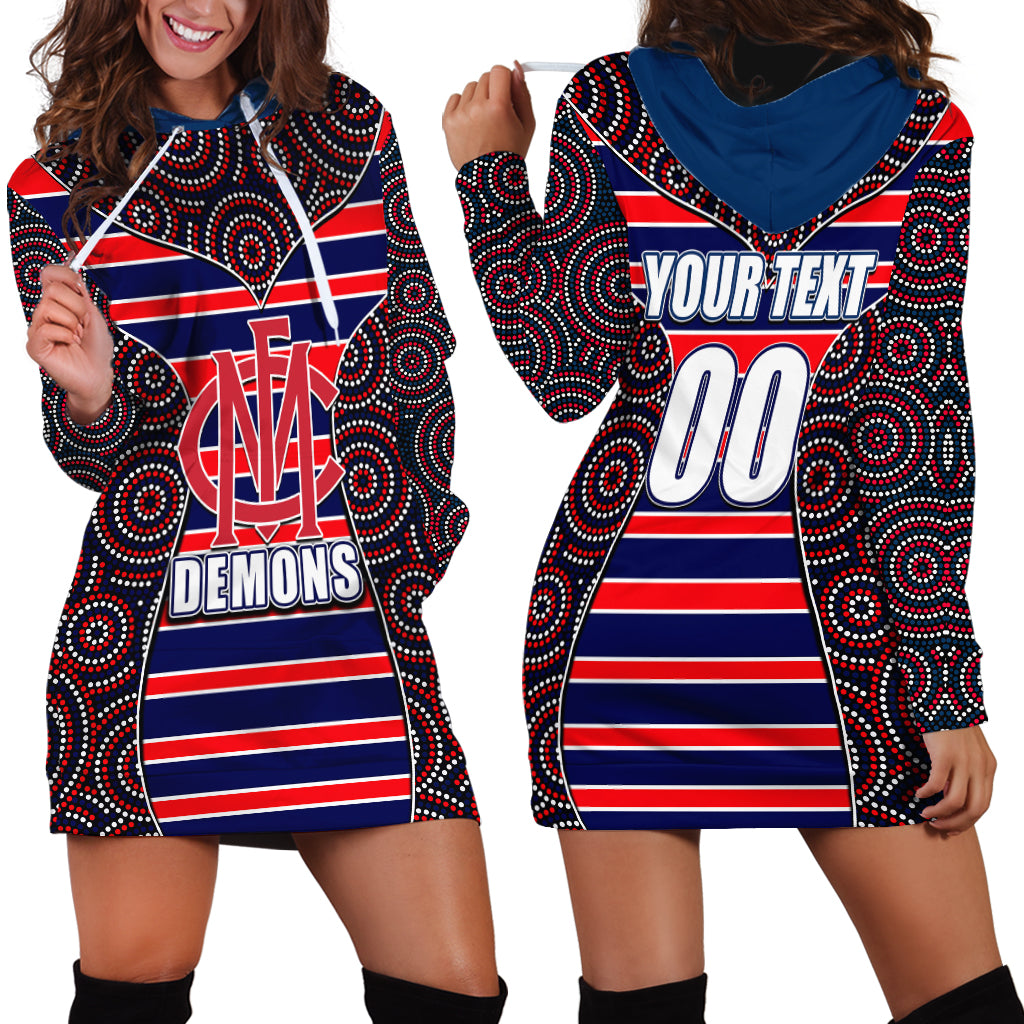 AFL - Demons Hoodie Dress Mix Dot Aboriginal - Vibe Hoodie Shop