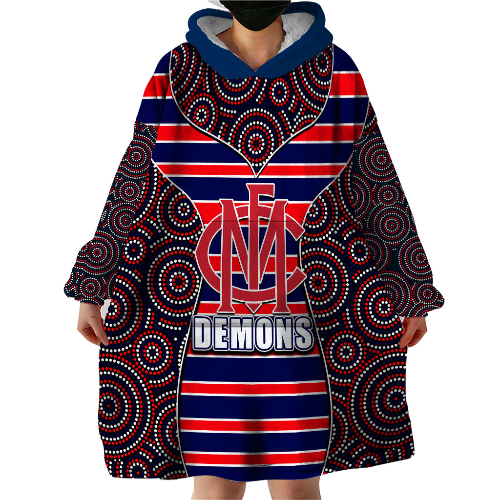 AFL - Demons Wearable Blanket Hoodie Mix Dot Aboriginal - Vibe Hoodie Shop