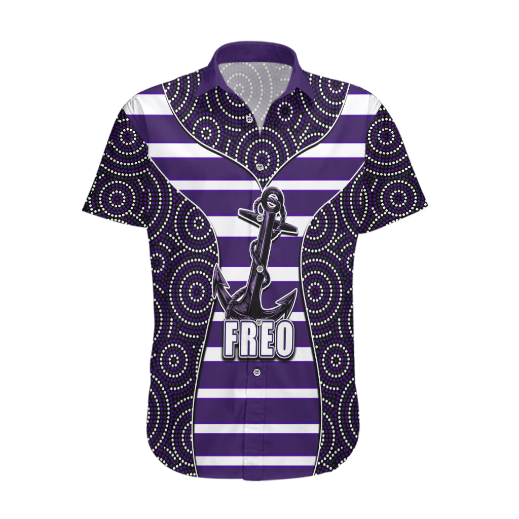 AFL - Freo Hawaiian Shirt Mix Dot Aboriginal - Vibe Hoodie Shop