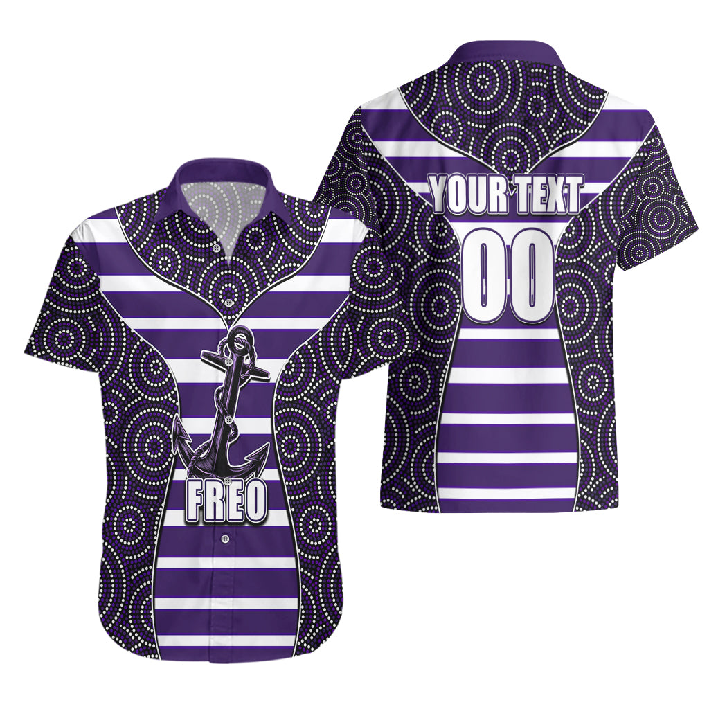 AFL - Freo Hawaiian Shirt Mix Dot Aboriginal - Vibe Hoodie Shop