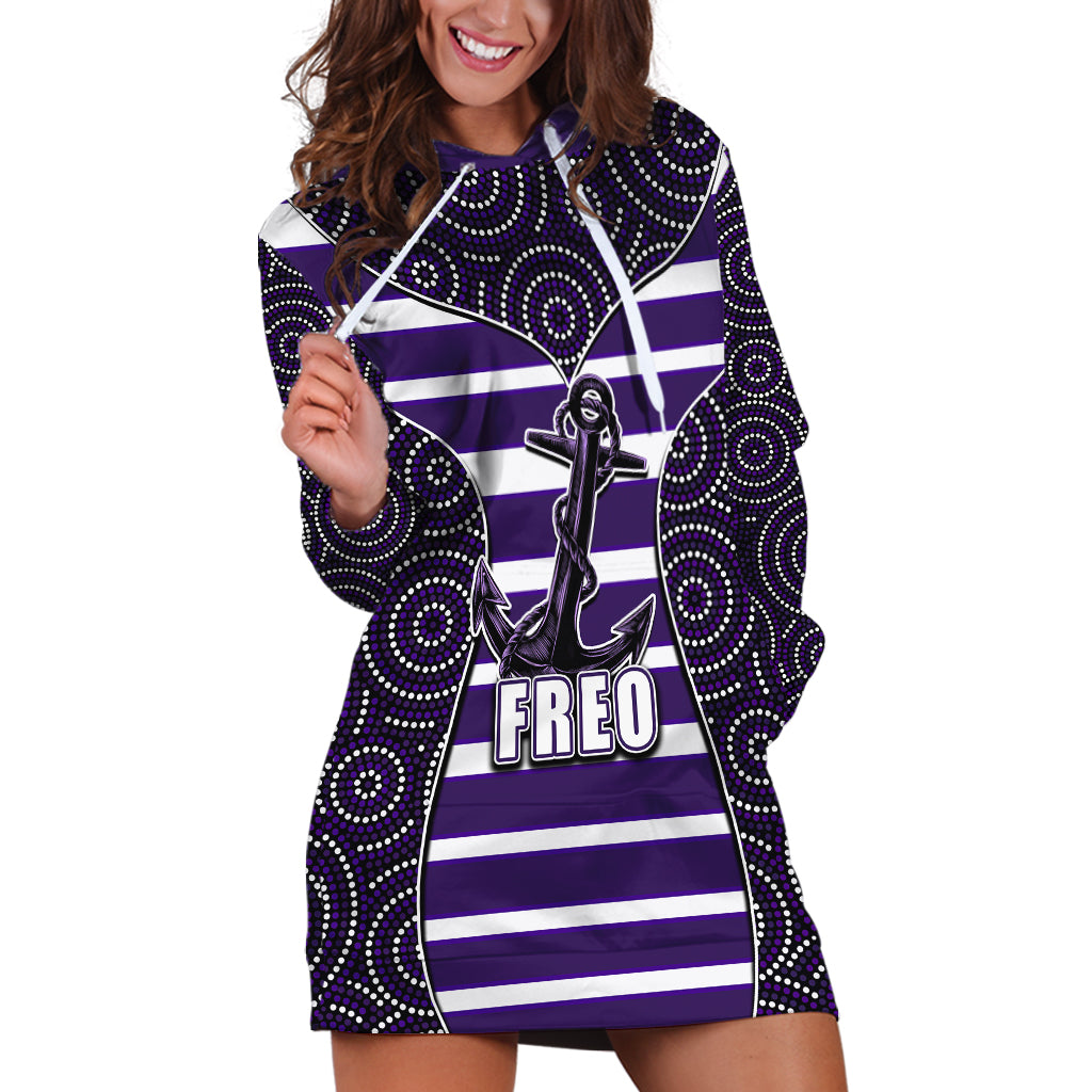 AFL - Freo Hoodie Dress Mix Dot Aboriginal - Vibe Hoodie Shop