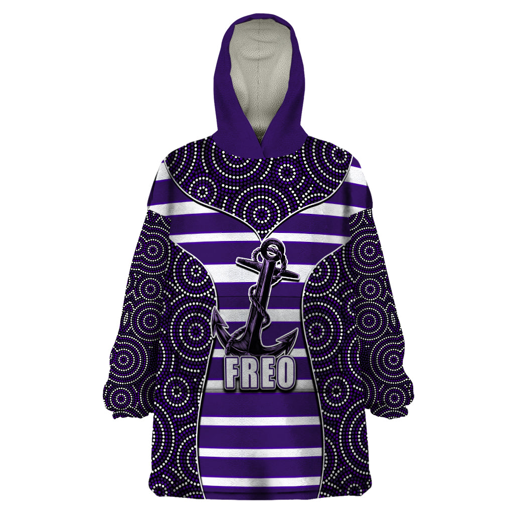 AFL - Freo Wearable Blanket Hoodie Mix Dot Aboriginal - Vibe Hoodie Shop