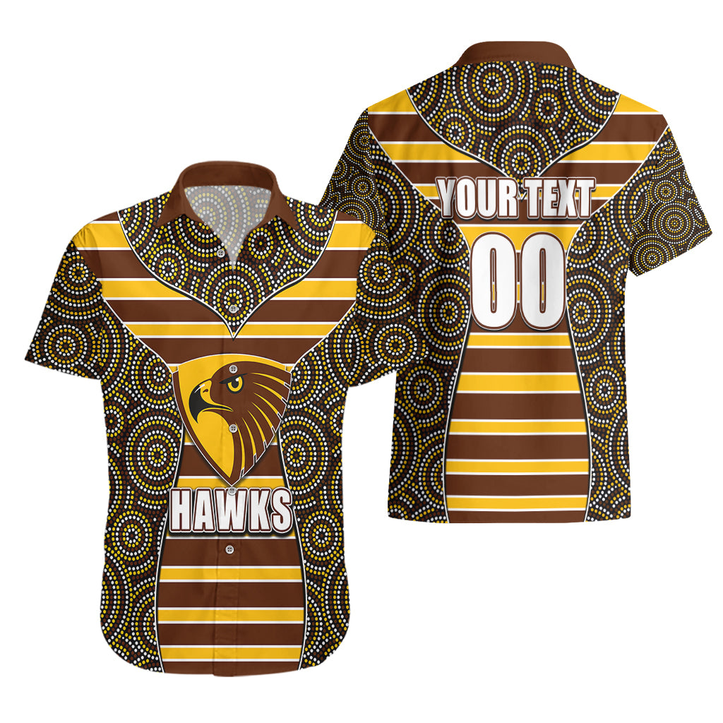 AFL - Hawks Hawaiian Shirt Mix Dot Aboriginal - Vibe Hoodie Shop