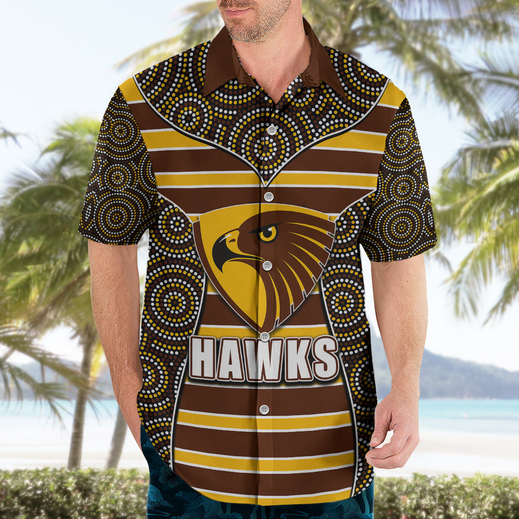 AFL - Hawks Hawaiian Shirt Mix Dot Aboriginal - Vibe Hoodie Shop