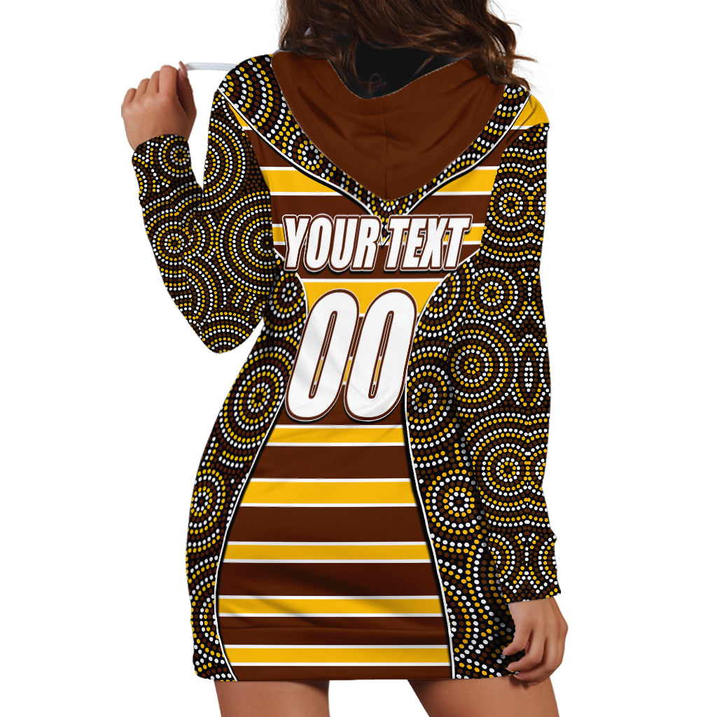 AFL - Hawks Hoodie Dress Mix Dot Aboriginal - Vibe Hoodie Shop