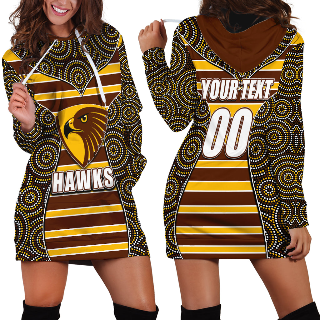 AFL - Hawks Hoodie Dress Mix Dot Aboriginal - Vibe Hoodie Shop