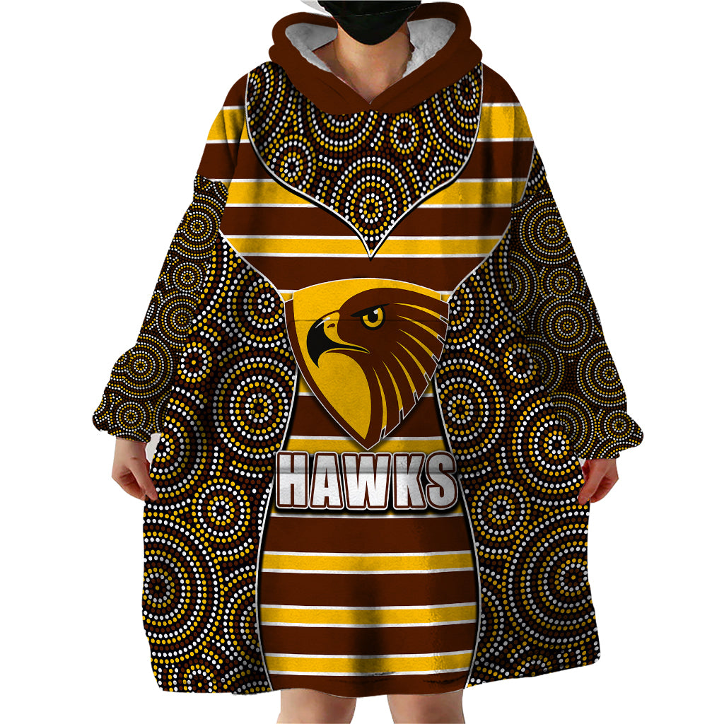 AFL - Hawks Wearable Blanket Hoodie Mix Dot Aboriginal - Vibe Hoodie Shop