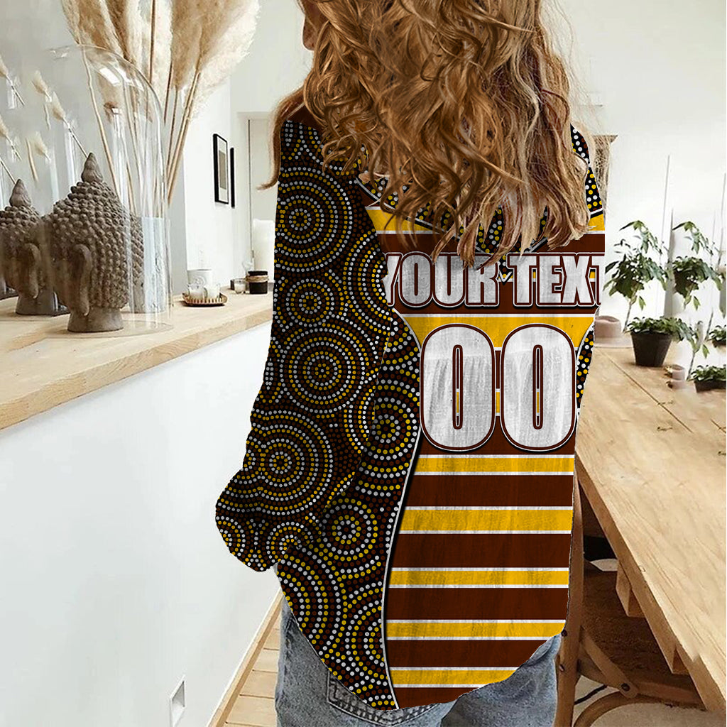 AFL - Hawks Women Casual Shirt Mix Dot Aboriginal - Vibe Hoodie Shop