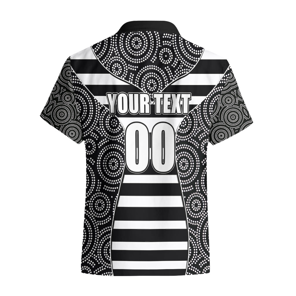 AFL - Magpies Hawaiian Shirt Mix Dot Aboriginal - Vibe Hoodie Shop