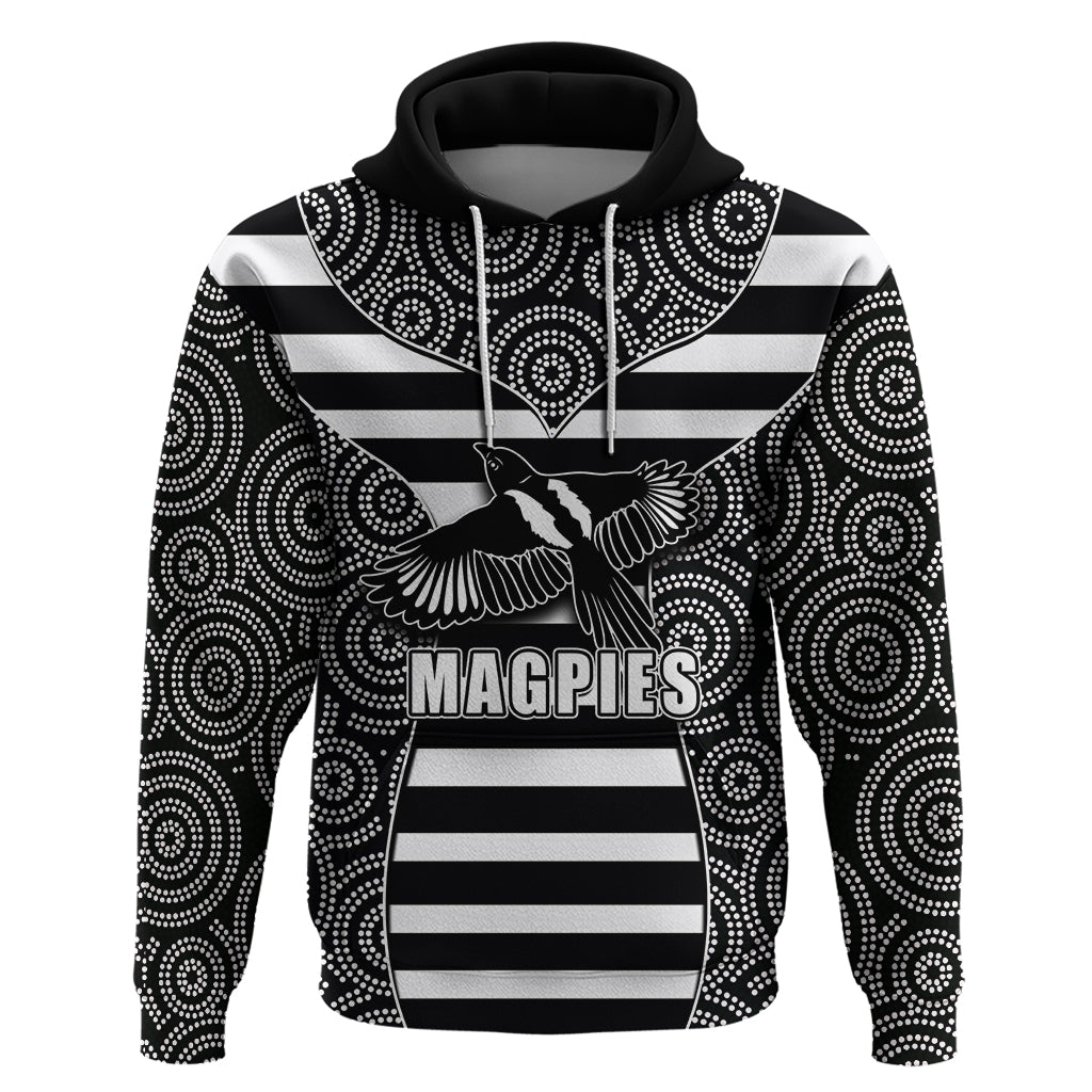 AFL - Magpies Hoodie Mix Dot Aboriginal LT6 - Vibe Hoodie Shop