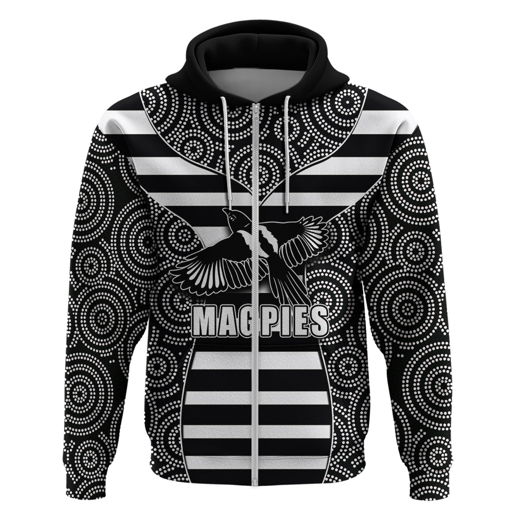 AFL - Magpies Hoodie Mix Dot Aboriginal LT6 - Vibe Hoodie Shop