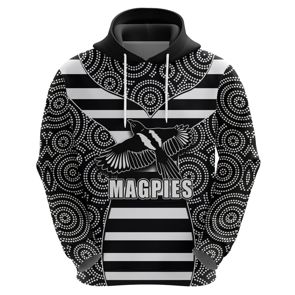AFL - Magpies Hoodie Mix Dot Aboriginal LT6 - Vibe Hoodie Shop