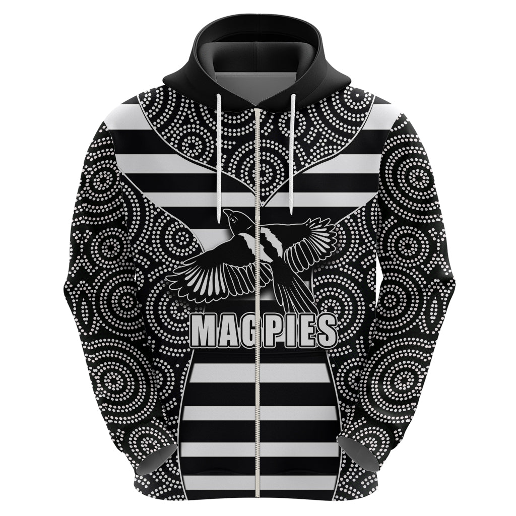 AFL - Magpies Hoodie Mix Dot Aboriginal LT6 - Vibe Hoodie Shop