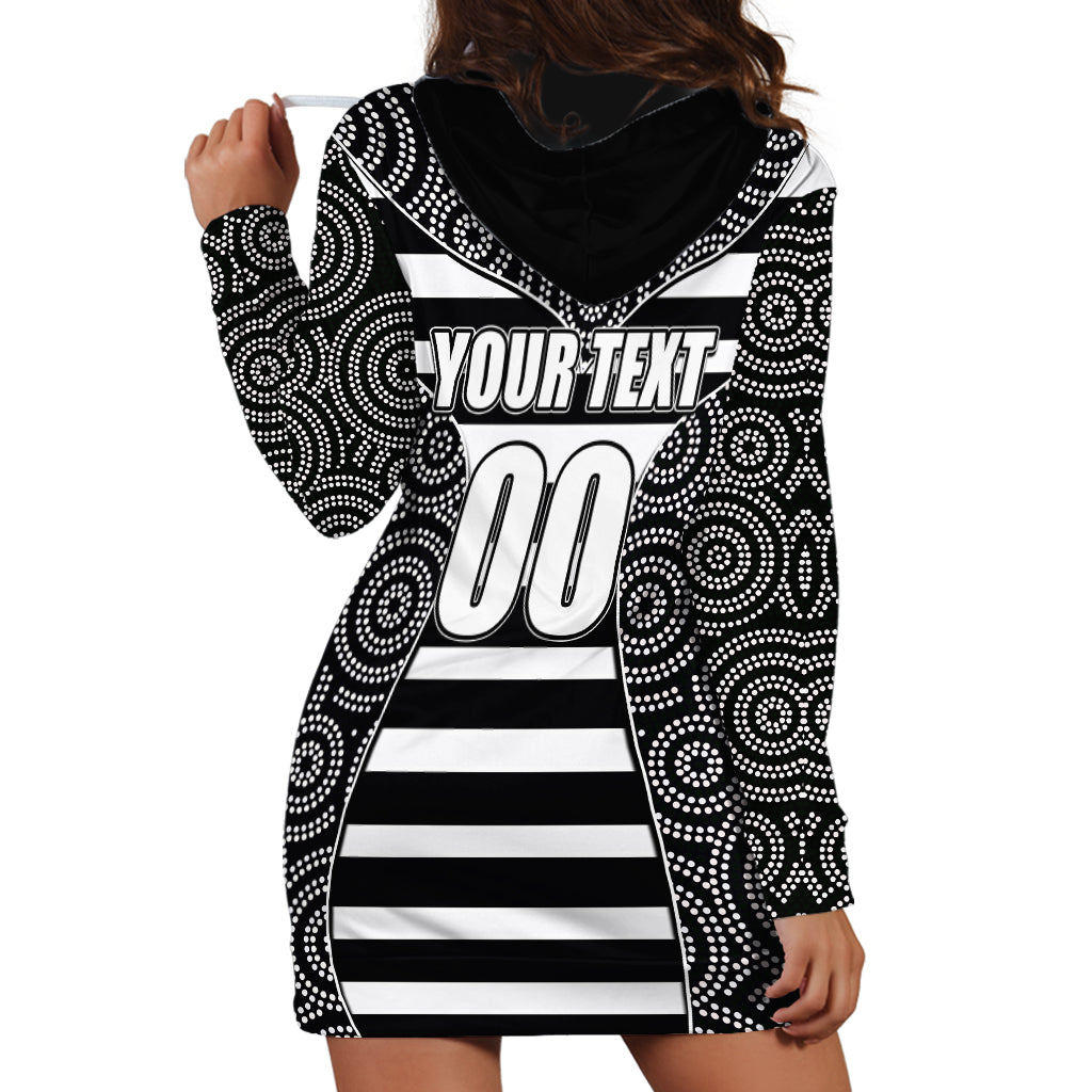 AFL - Magpies Hoodie Dress Mix Dot Aboriginal - Vibe Hoodie Shop