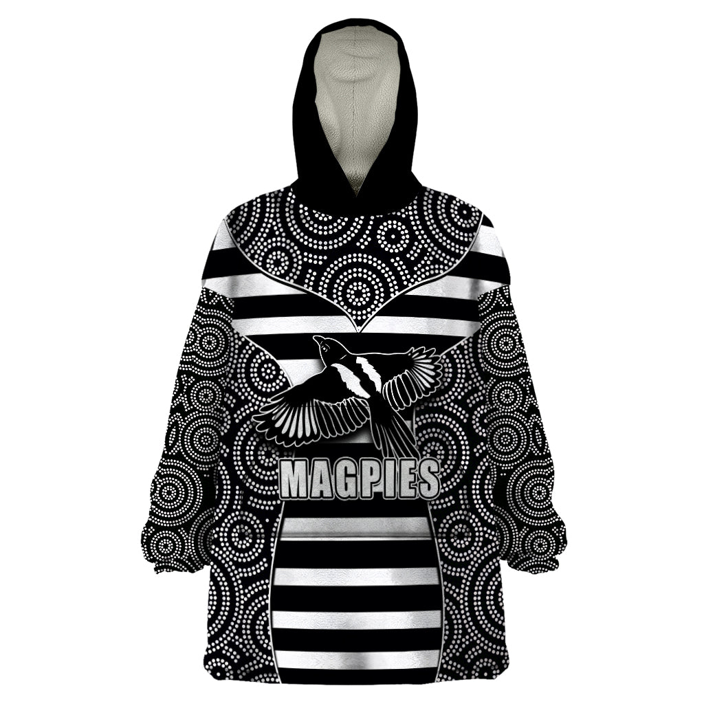 AFL - Magpies Wearable Blanket Hoodie Mix Dot Aboriginal - Vibe Hoodie Shop