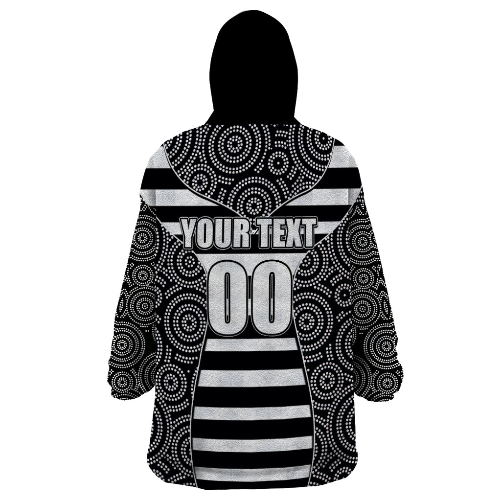 AFL - Magpies Wearable Blanket Hoodie Mix Dot Aboriginal - Vibe Hoodie Shop