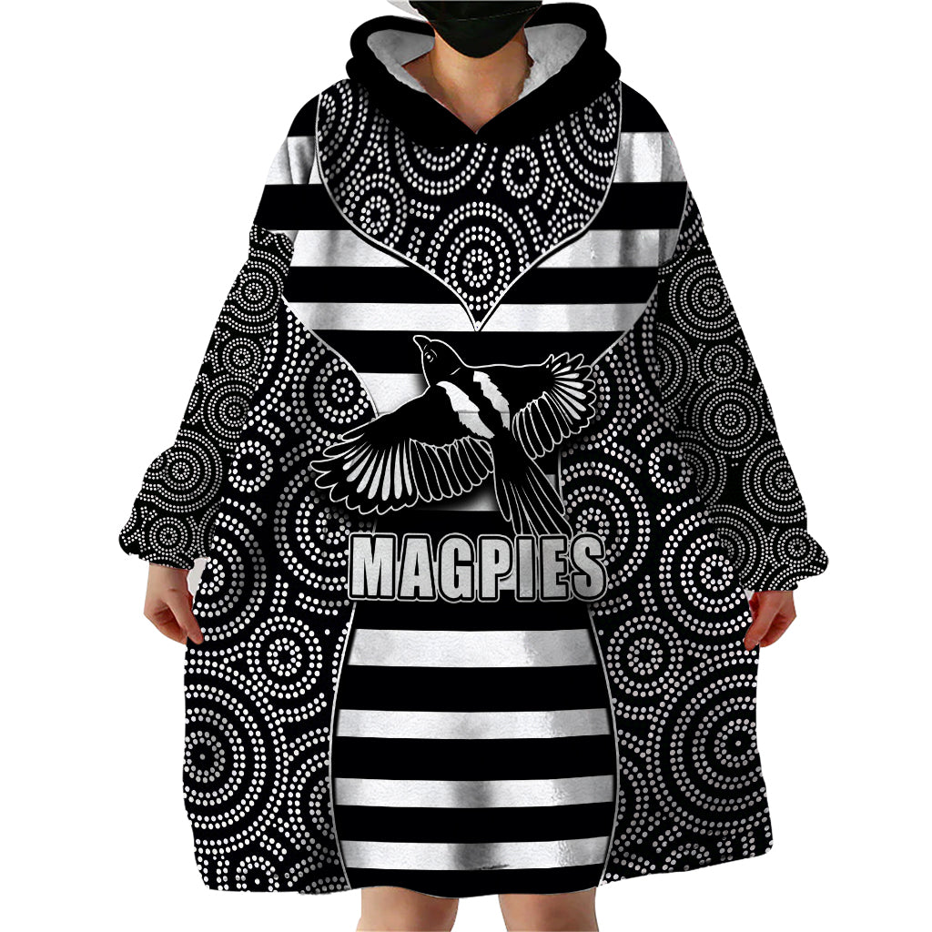 AFL - Magpies Wearable Blanket Hoodie Mix Dot Aboriginal - Vibe Hoodie Shop