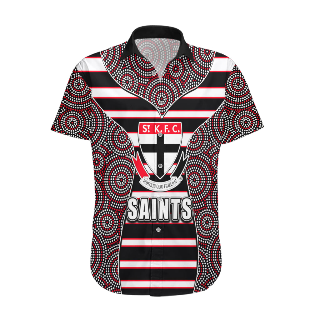 AFL - Saints Hawaiian Shirt Mix Dot Aboriginal - Vibe Hoodie Shop