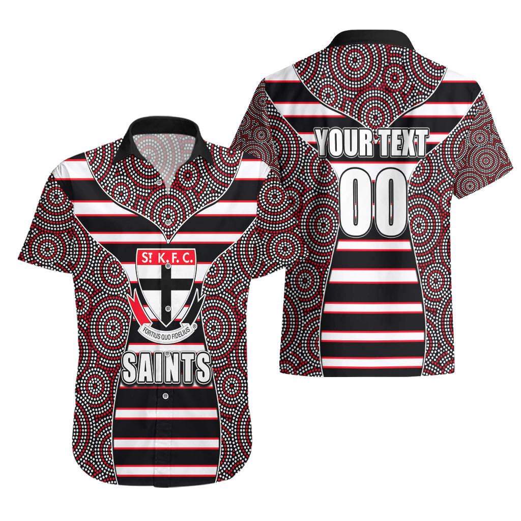 AFL - Saints Hawaiian Shirt Mix Dot Aboriginal - Vibe Hoodie Shop