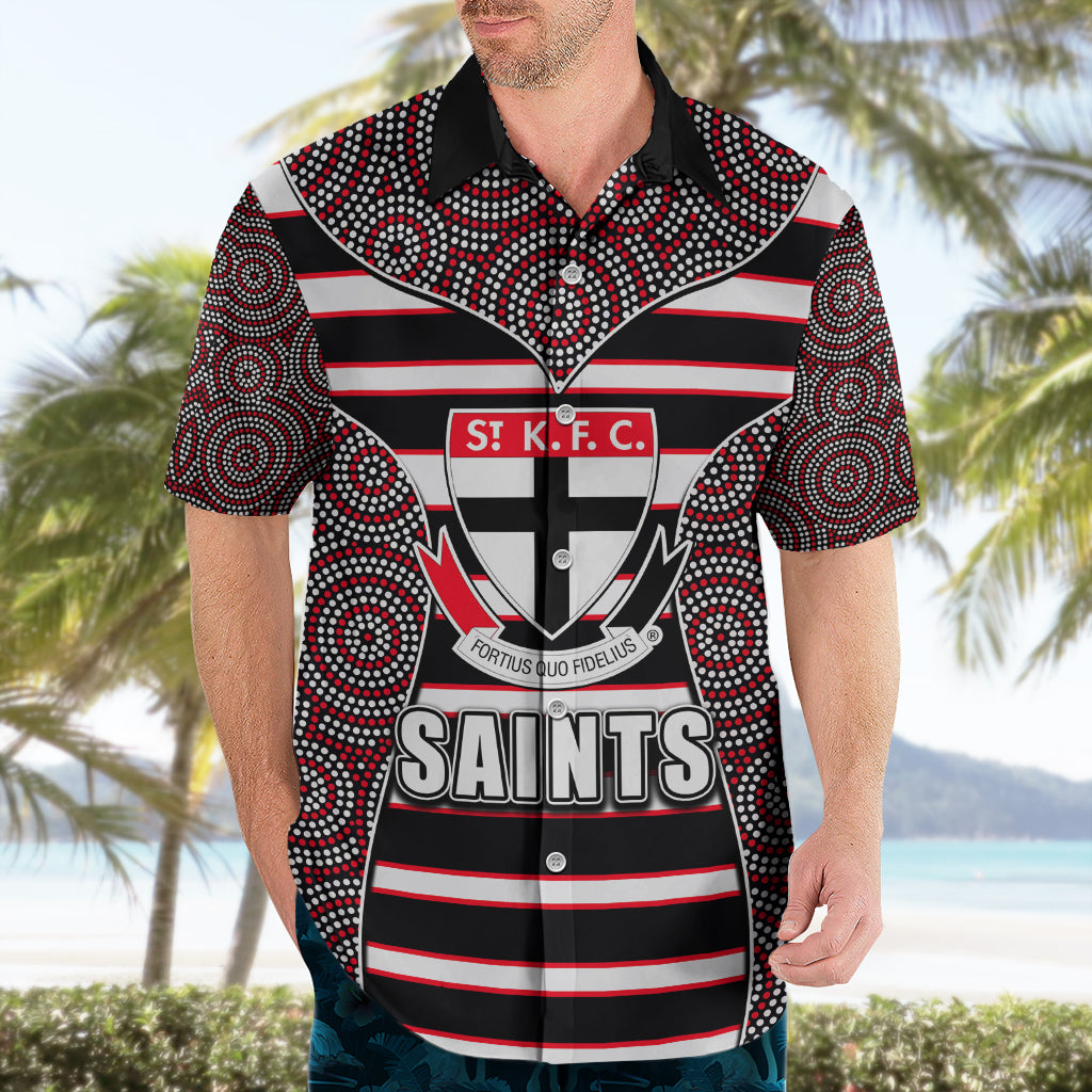 AFL - Saints Hawaiian Shirt Mix Dot Aboriginal - Vibe Hoodie Shop