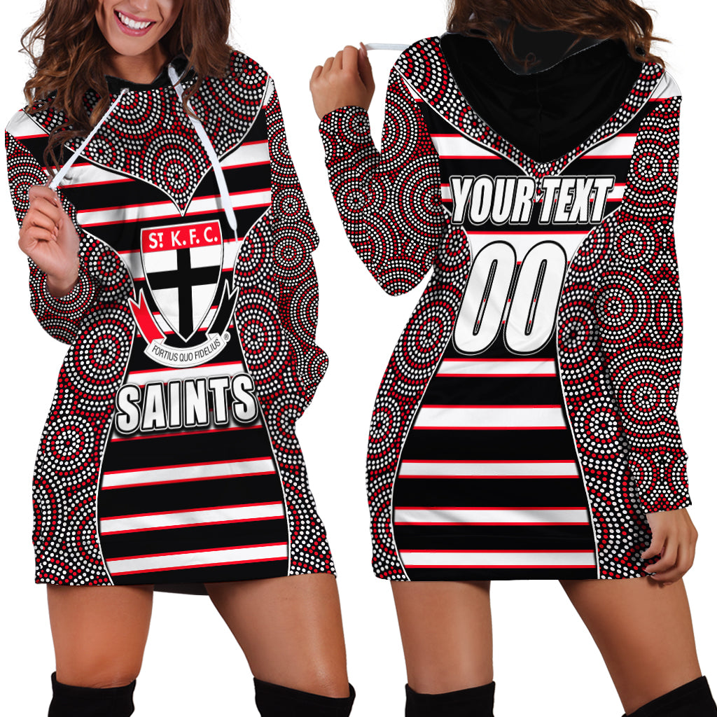 AFL - Saints Hoodie Dress Mix Dot Aboriginal - Vibe Hoodie Shop