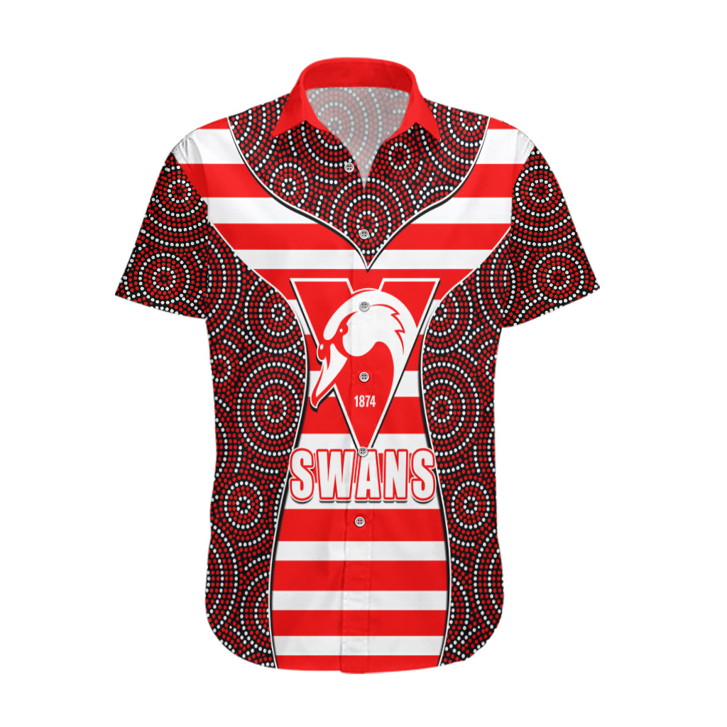 AFL - Swans Hawaiian Shirt Mix Dot Aboriginal - Vibe Hoodie Shop