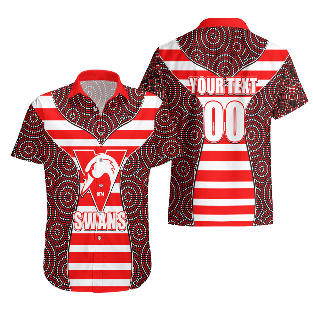 AFL - Swans Hawaiian Shirt Mix Dot Aboriginal - Vibe Hoodie Shop