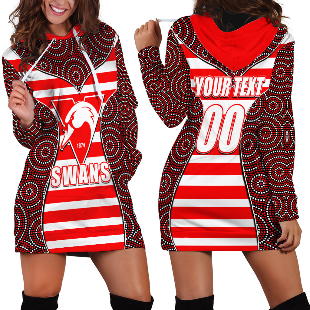 AFL - Swans Hoodie Dress Mix Dot Aboriginal - Vibe Hoodie Shop