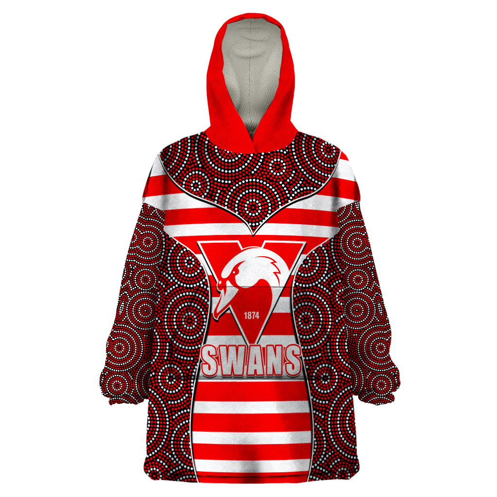 AFL - Swans Wearable Blanket Hoodie Mix Dot Aboriginal - Vibe Hoodie Shop